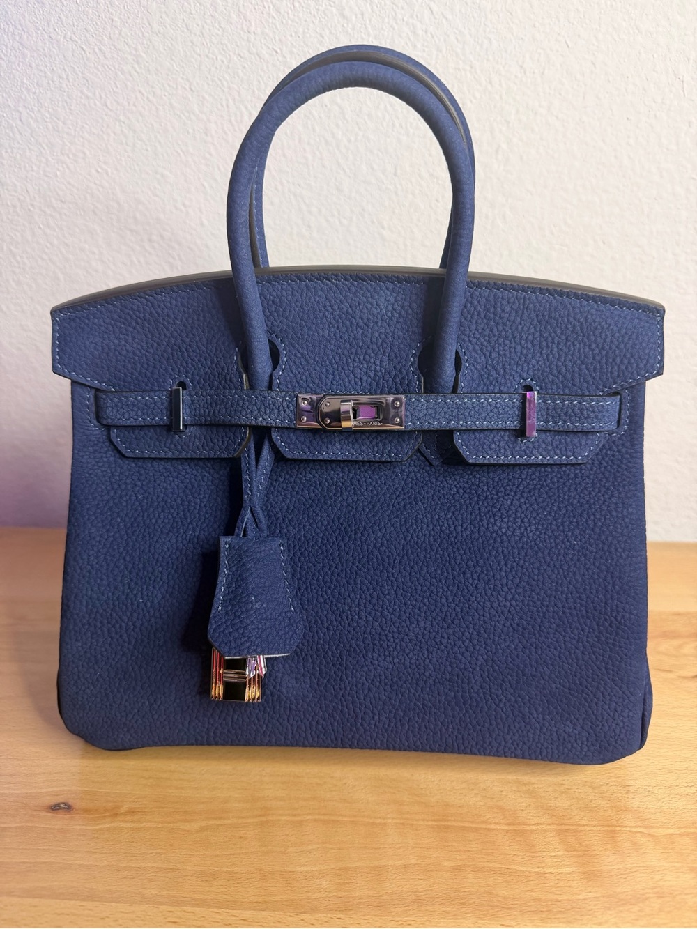 Classic Retourne Navy Bleu genuine DEER Leather handmade imported calfskin 25